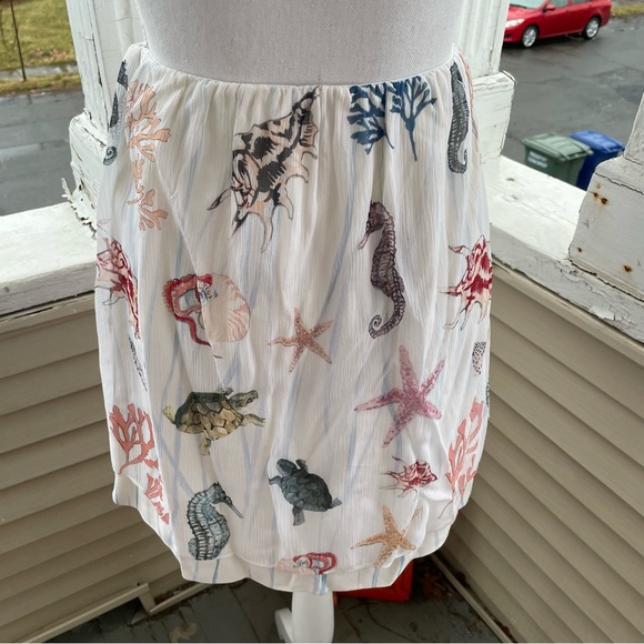 Club Monaco Lynix Seashell Print Summer White Silk Skirt Size 4 - Picture 5 of 13